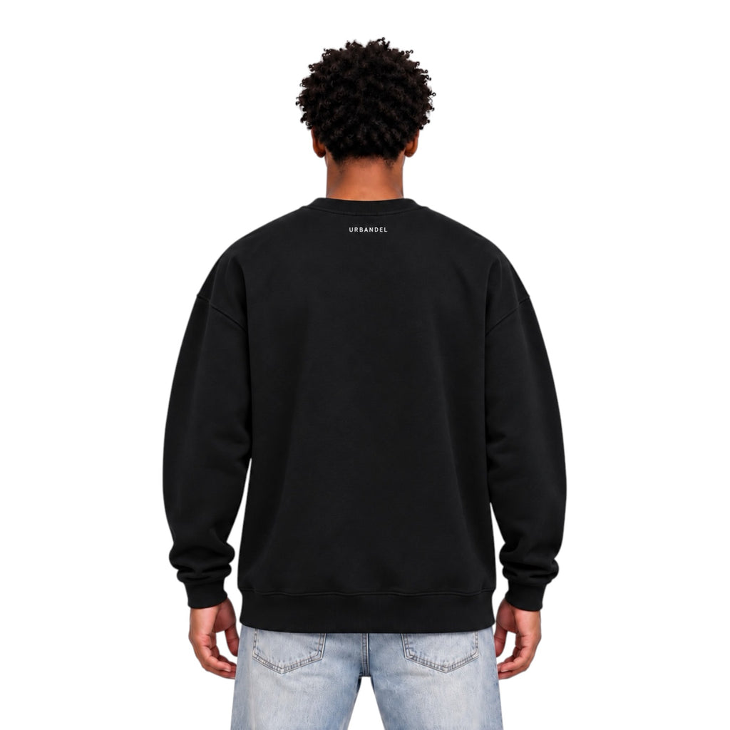 City Legends Denim Appliqué Crewneck – Black
