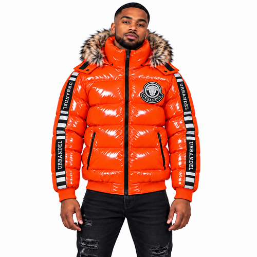 Arctic Bull Gloss Puffer Jacket – Solar Orange