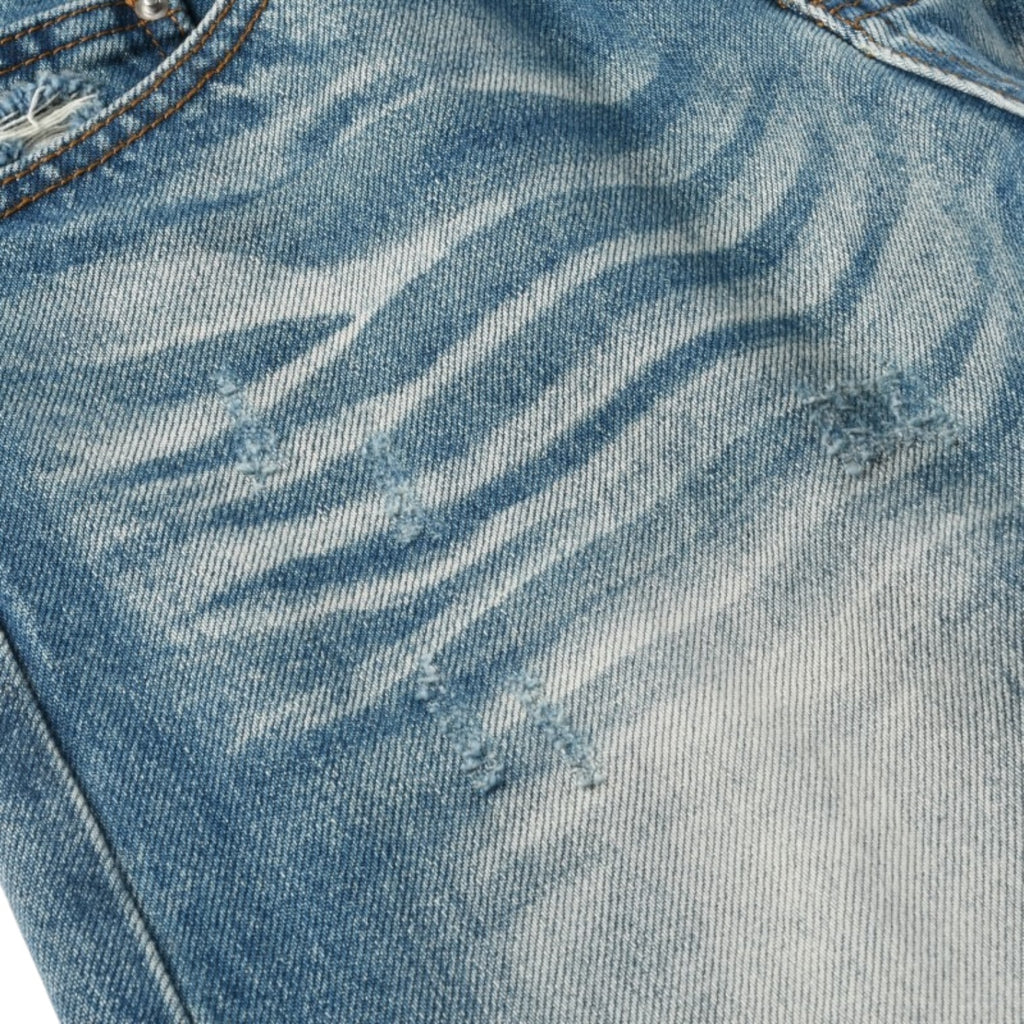 Glacier Rib Distressed Stack Denim