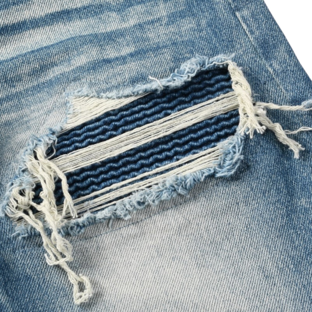 Glacier Rib Distressed Stack Denim