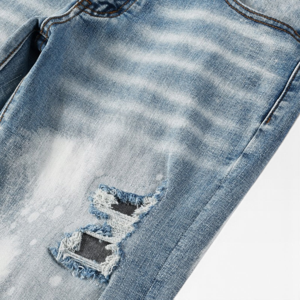 Blue Haze Distressed Stacked Denim