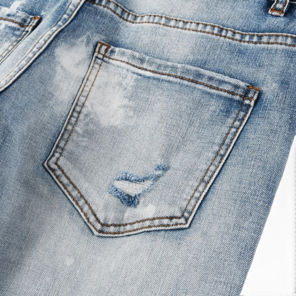 Blue Haze Distressed Stacked Denim