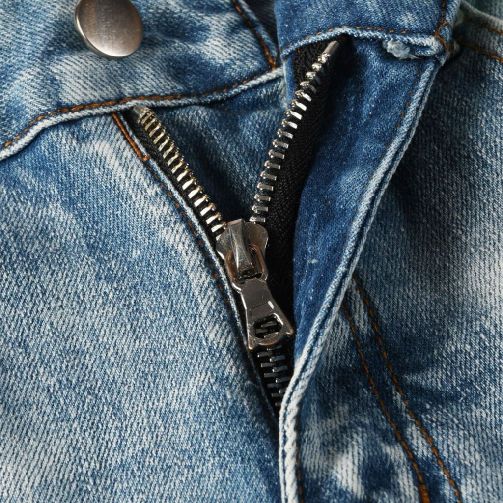 Ice Wash Distressed Stacked Denim