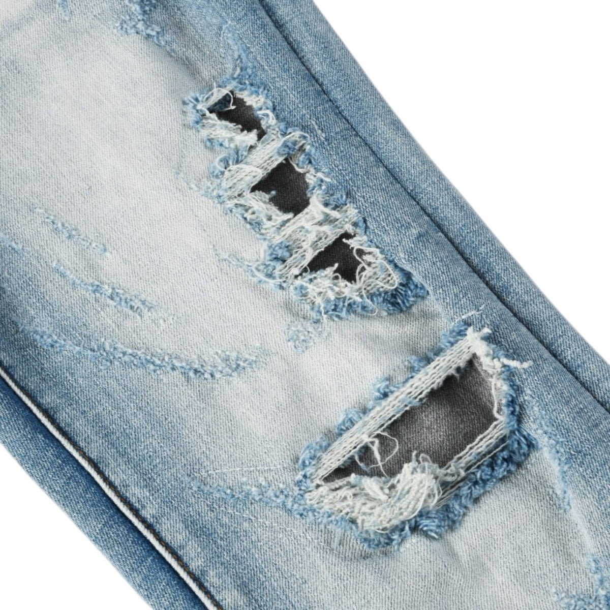 Ice Wash Distressed Stacked Denim