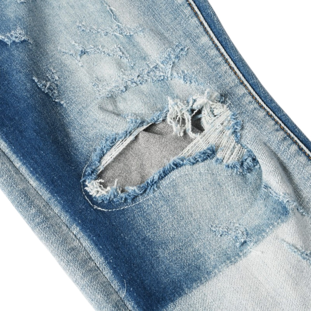 Ice Wash Distressed Stacked Denim