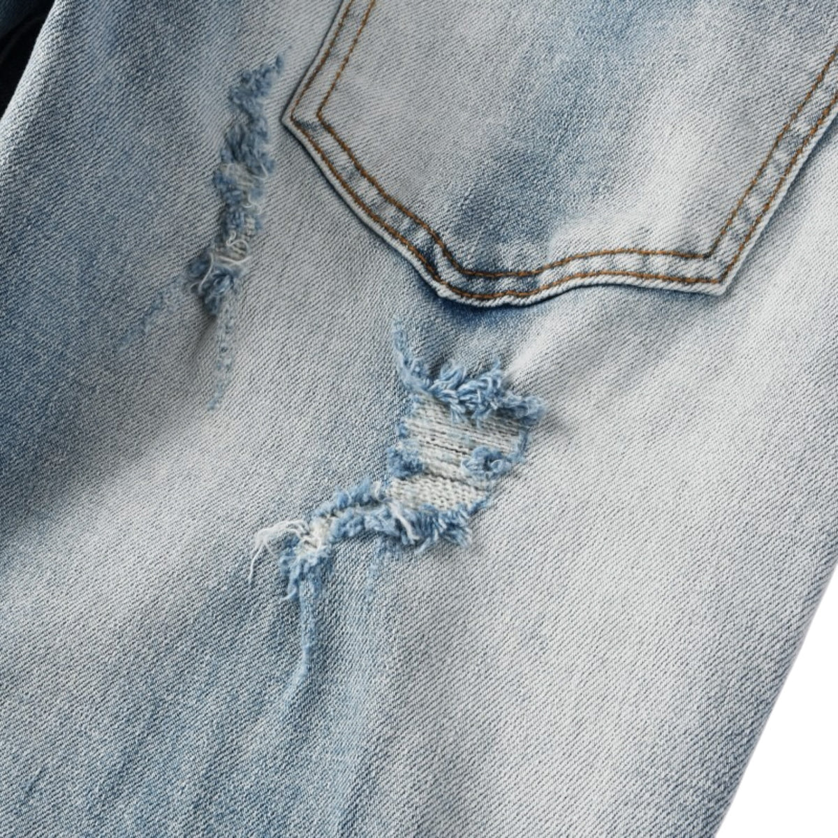 Ice Wash Distressed Stacked Denim