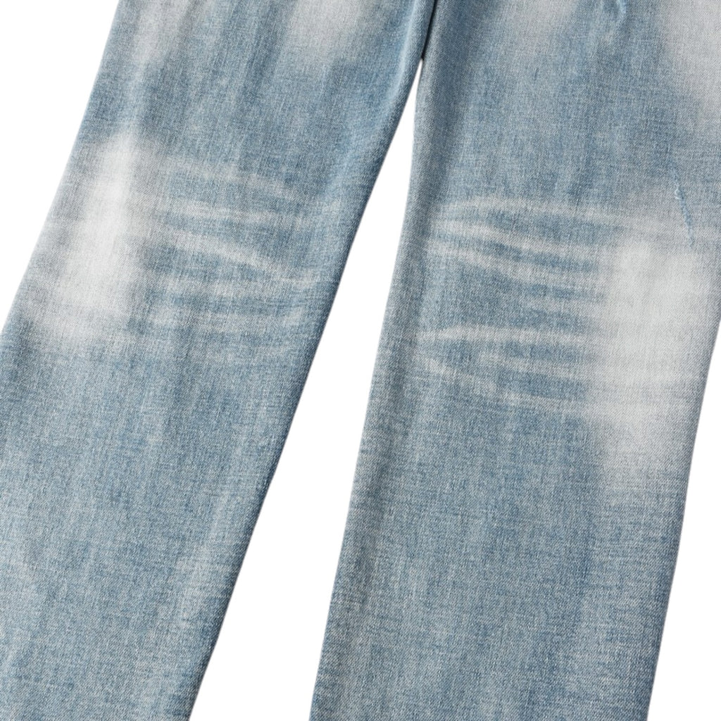 Ice Wash Distressed Stacked Denim