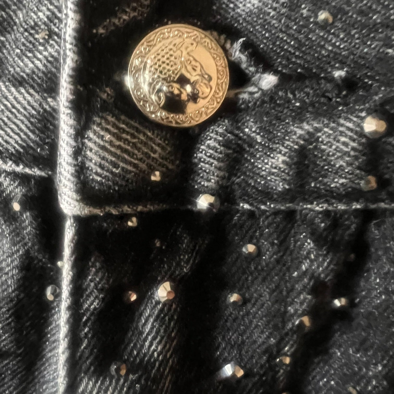 Midnight Speckle” Distressed Denim Shorts