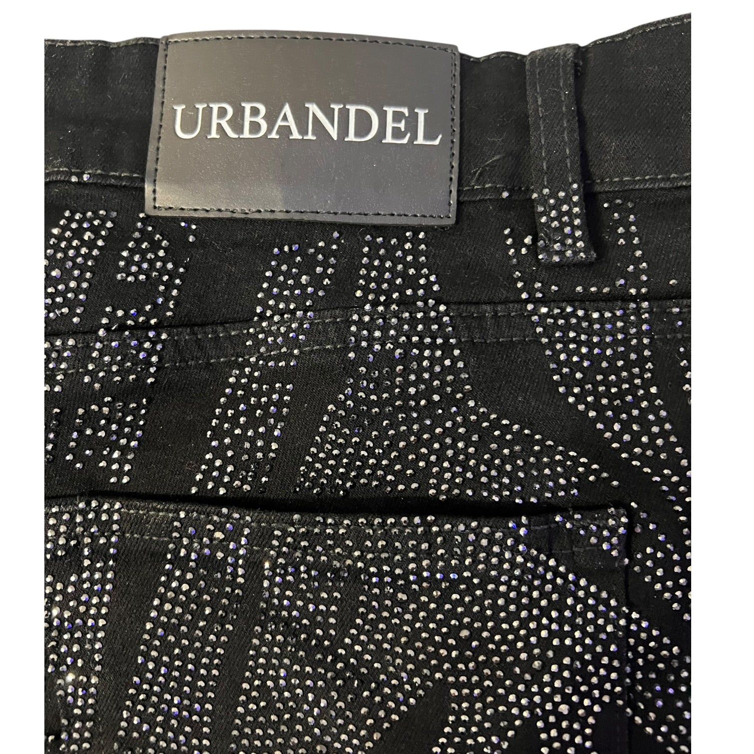 Midnight Circuit” Rhinestone Denim Shorts