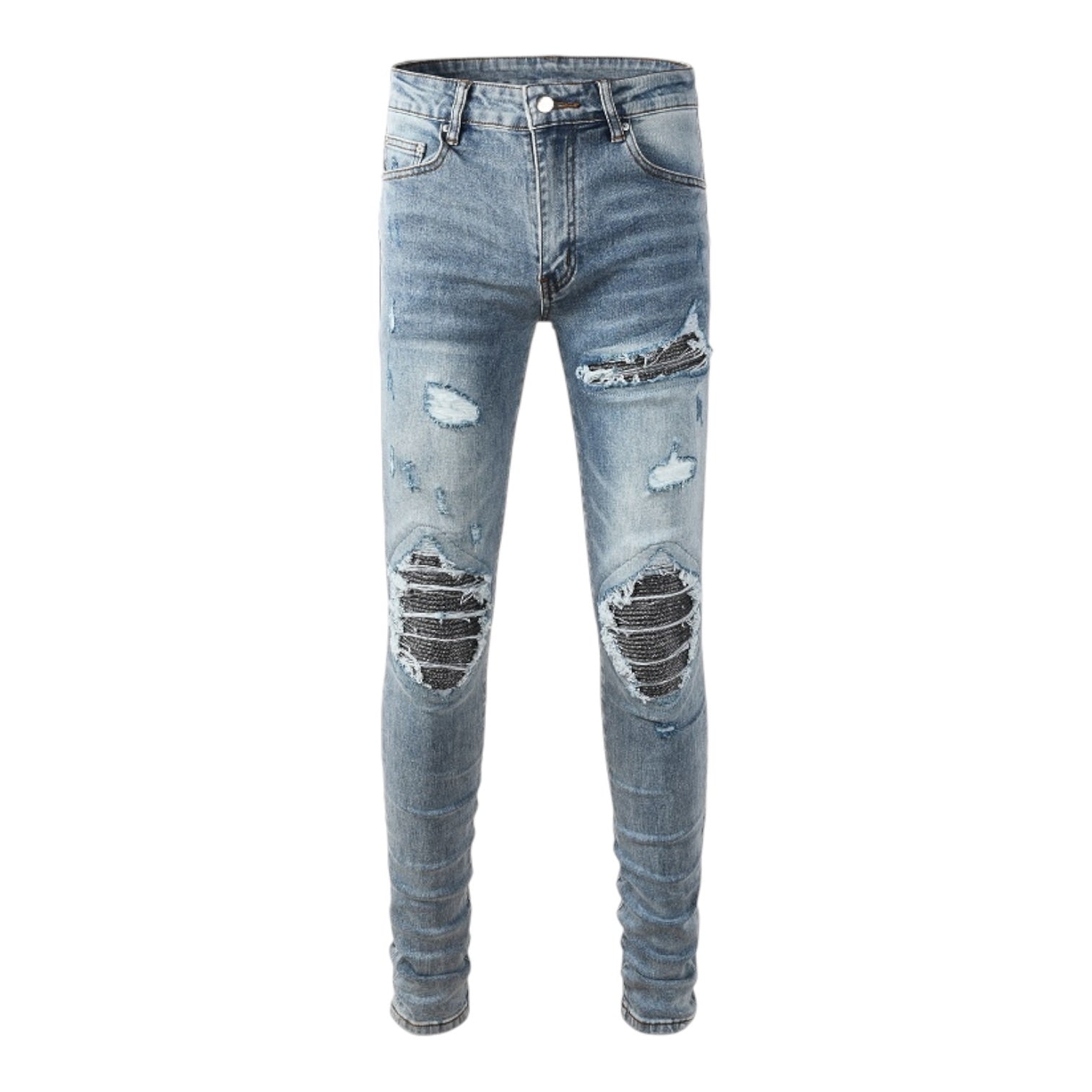 Midnight Rib Distressed Stack Denim