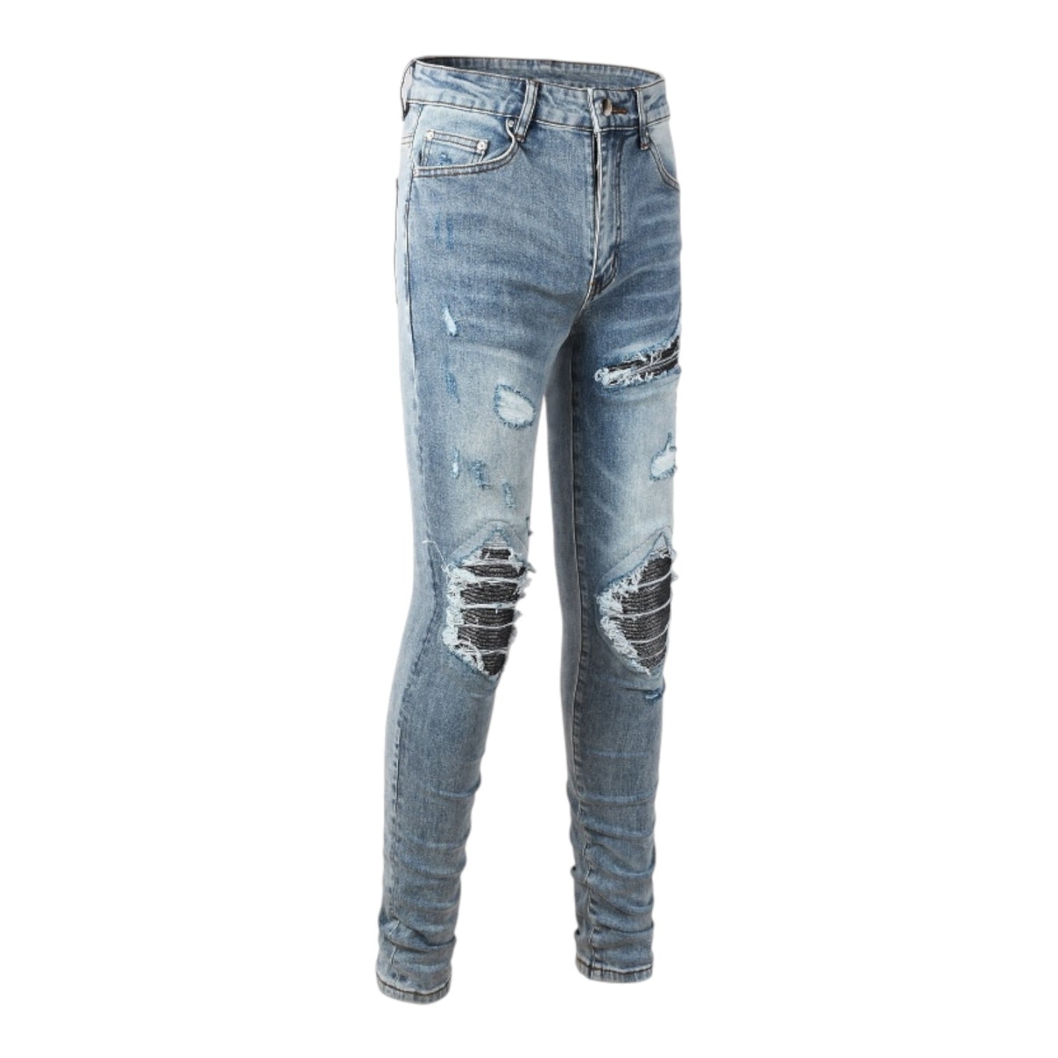 Midnight Rib Distressed Stack Denim