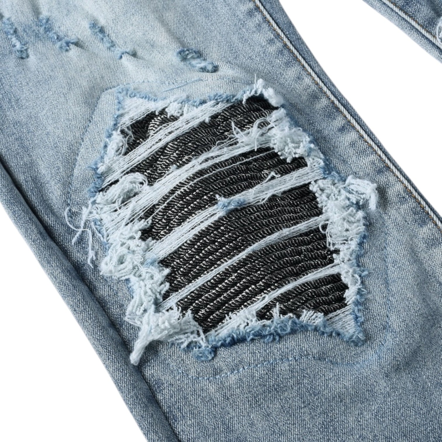 Midnight Rib Distressed Stack Denim