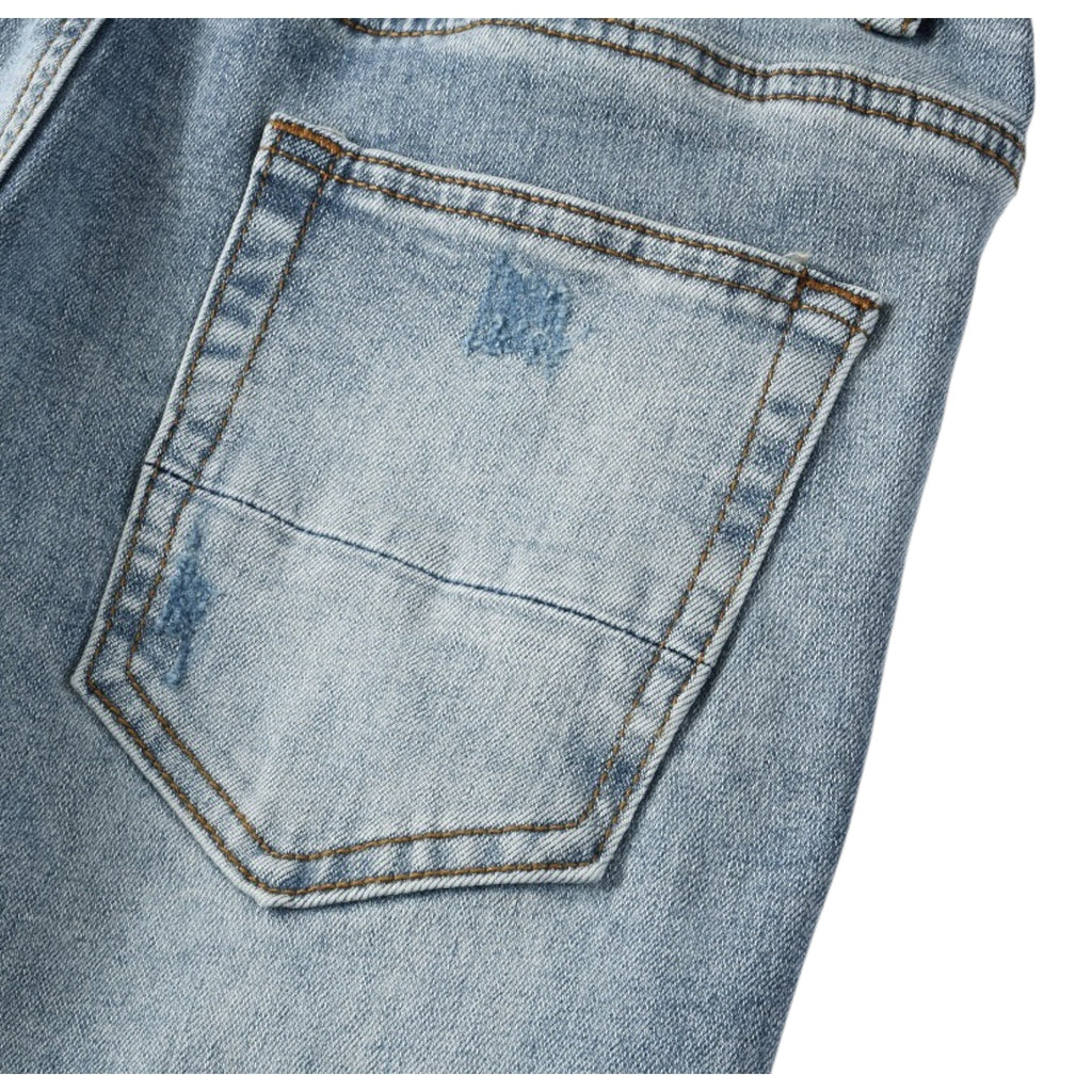 Midnight Rib Distressed Stack Denim