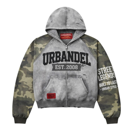 Street Legends” Zip Hoodie (Vintage Camo Fade)