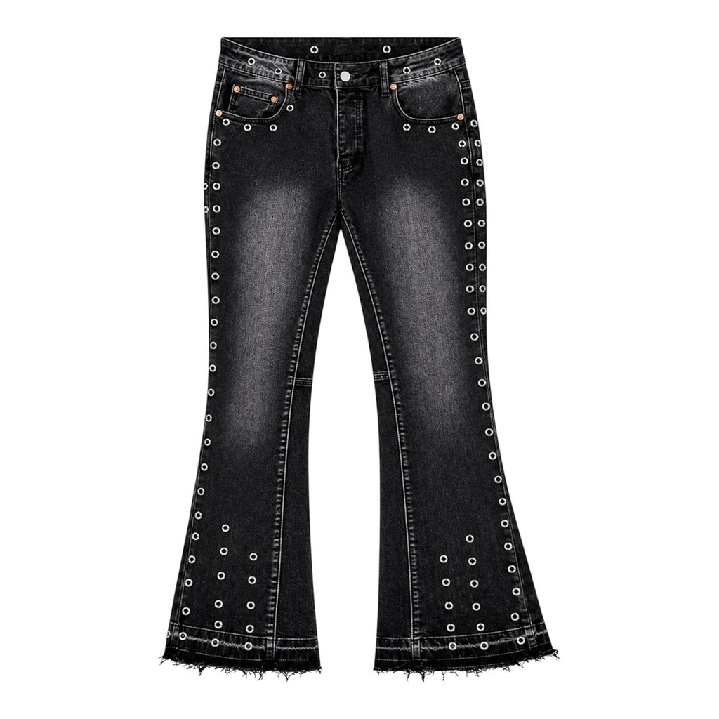 Blackout Grommet Flare Denim