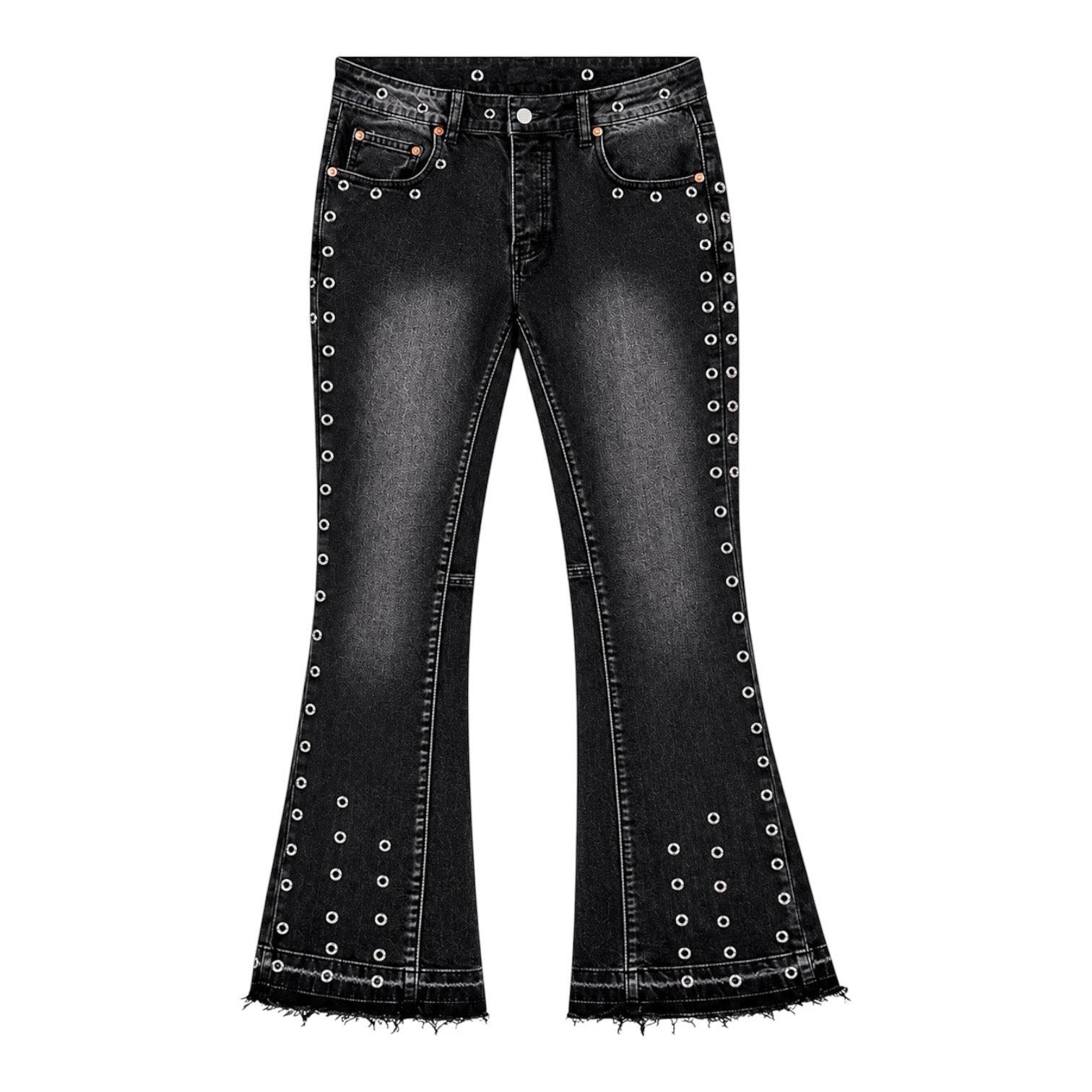Blackout Grommet Flare Denim