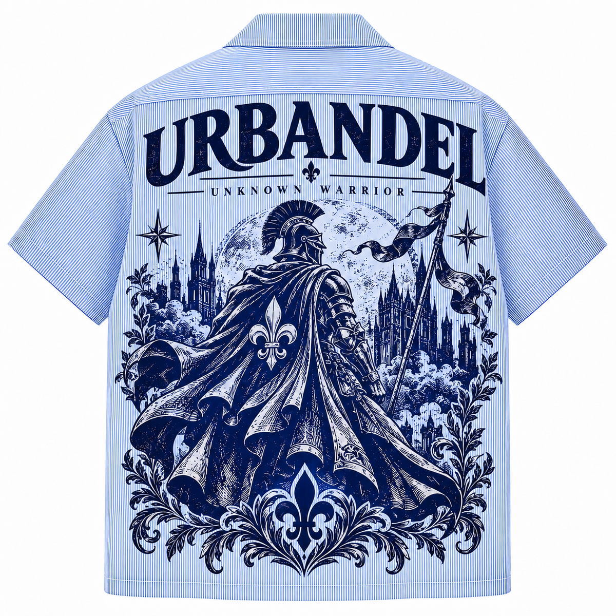 Unknown Warrior Pinstripe Camp Collar Shirt – Sky Blue