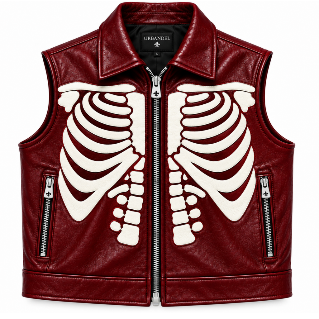 Bone Legacy Leather Vest – Oxblood Red
