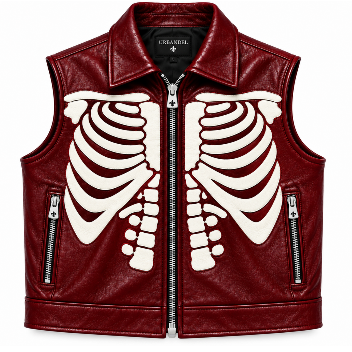 Bone Legacy Leather Vest – Oxblood Red