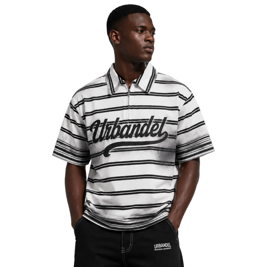 Pressure Makes Legends” Striped Polo